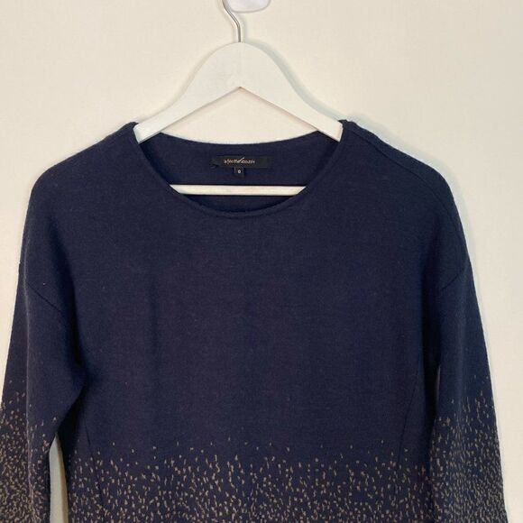 CLEARANCE - La Fee Maraboutee Navy Blue and Brown Speckled Sweater Dress - Picture 3 of 8